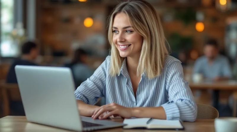 Frau macht abends IHK-Fortbildung am Laptop in Paderborn